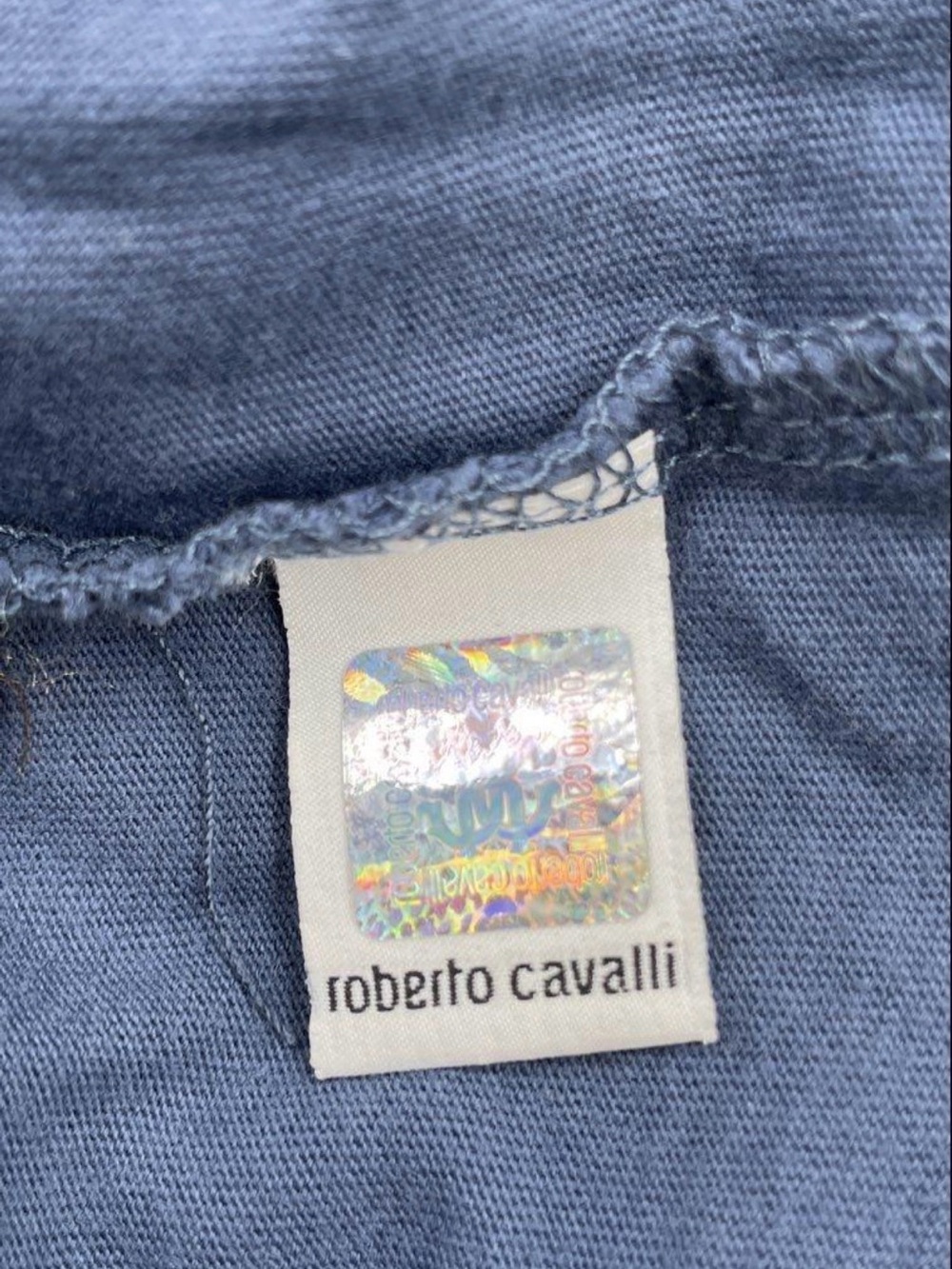 Roberto Cavalli Men’s Navy Logo Crewneck T-Shirt - Picture 4 of 7